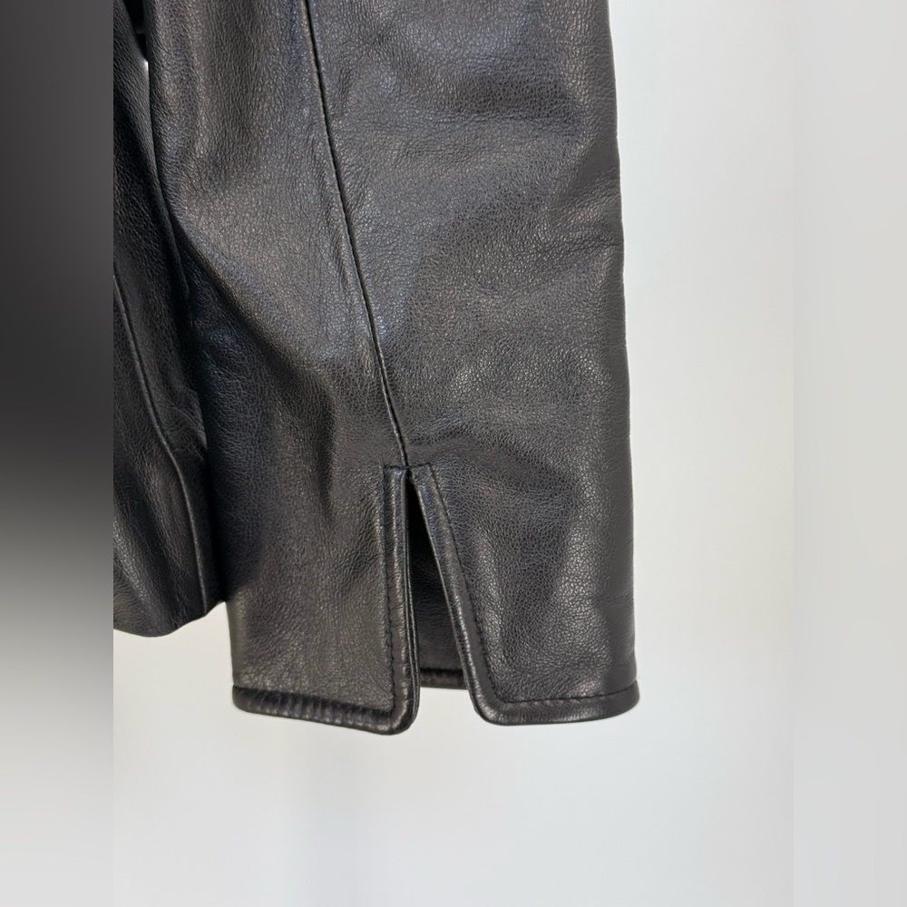 Ellen Tracy Genuine Black Leather Blazer Jacket Tailored Fit Single Button SZ 2 - Picture 4 of 14